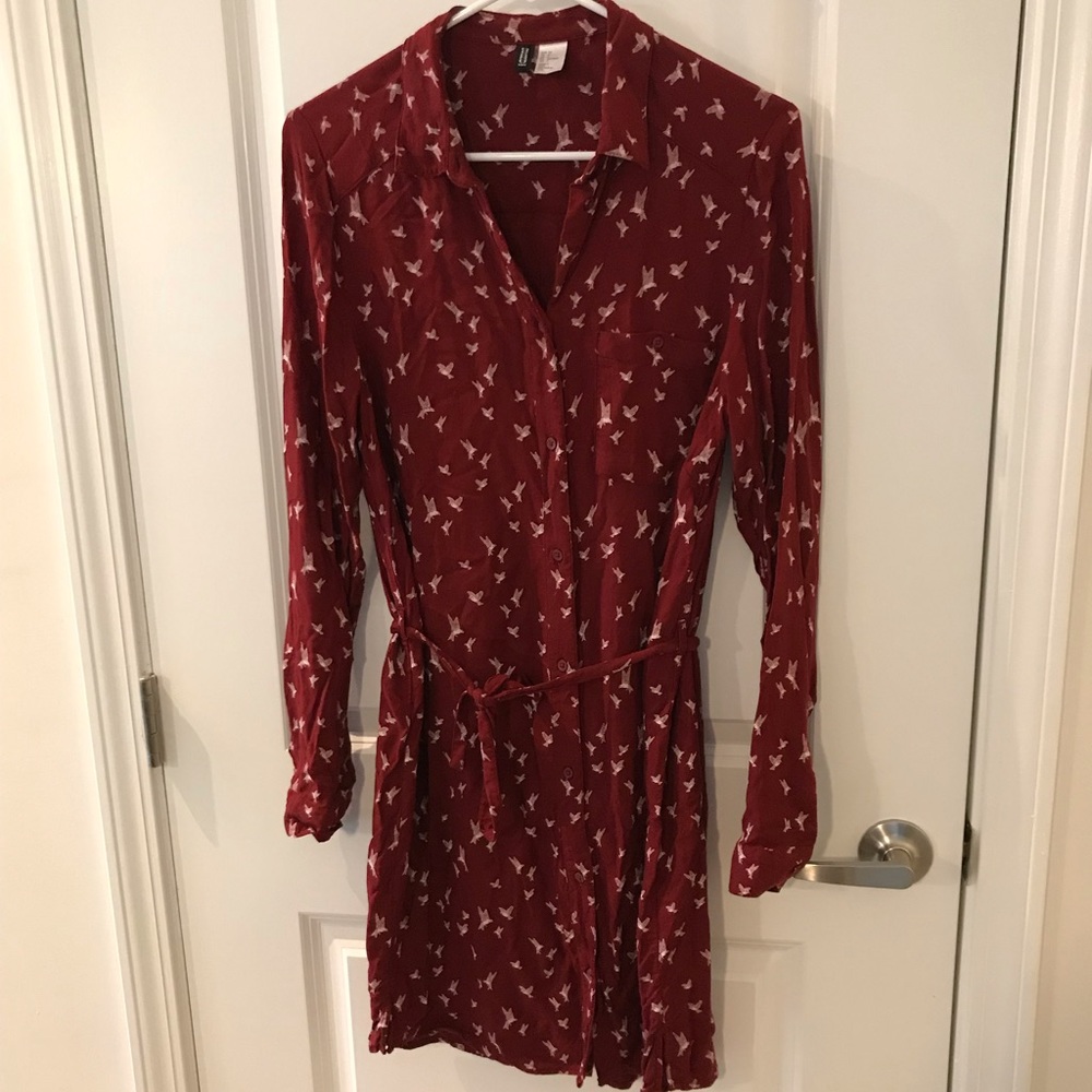 H&M button up tie dress